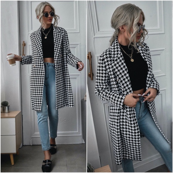 houndstooth tweed double breast button Jacket - Picture 3 of 4